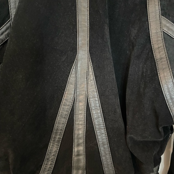 Black Jacket with leather trim in excellent condition - Picture 3 of 5